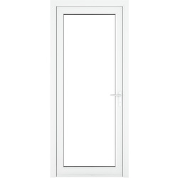 Crystal uPVC Single Door Full Glass Left Hand Open In 890mm x 2090mm Clear Triple Glazed White