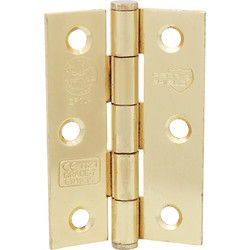 Grade 7 Button Tip Fire Door Hinge 75mm Elec Brass