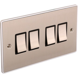 Urban Edge / Urban Edge Brushed Chrome Switch 4 Gang 2 Way