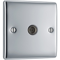 BG / BG Nexus Metal Polished Chrome Single Socket For TV or FM Co-Axial Aerial Connection 1 Gang