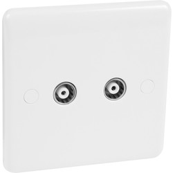 Wessex White Coaxial Outlet 2 Gang