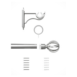 Rothley Curtain Pole Kit with Cage Orb Finials & Rings
