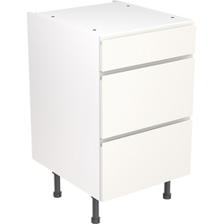 Kitchen Kit Flatpack J-Pull Kitchen Cabinet Base 3 Drawer Unit Super Gloss White 500mm