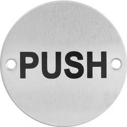Eclipse Satin Stainless Steel Door Sign Push 76mm - 12096 - from Toolstation
