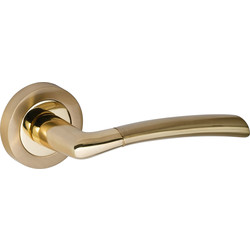 Felisa Dual Finish Lever On Rose Door Handles Brass / Satin Brass - 12204 - from Toolstation