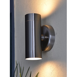 Lutec Gale Up & Down Wall Light IP44 2 x GU10 Stainless Steel