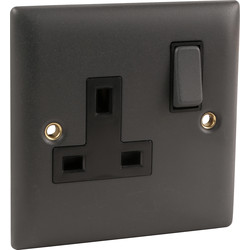 Power Pro / Power Pro Anthracite 13A Switched Socket 1 Gang Double Pole