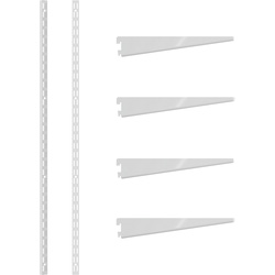 Rothley White Twin Slot Shelving Kit 1220mm Uprights (x2) & 220mm Brackets (x4)