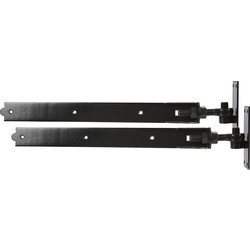GateMate Adjustable Band & Hook on Plate 600mm Premium Black on Galvanised