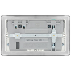 BG Brushed Steel USB 13A White Insert Switched Socket