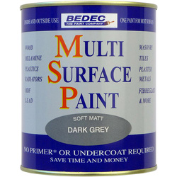 Bedec Multi Surface Paint Matt Dark Grey 750ml