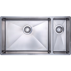 Unbranded Stainless Steel Large 1.5 Bowl Kitchen Sink Left Hand 800 x 440 x 190mm - 13746 - from Toolstation