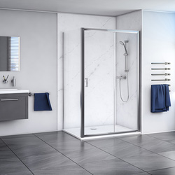 Aqualux Framed 6mm Sliding Door & Side Panel Shower Enclosure with Tray and Waste Kit 1200x800mm