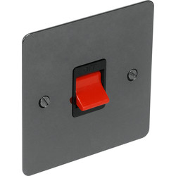 Axiom Flat Plate Black Nickel 45A DP Switch Single Plate - 13954 - from Toolstation