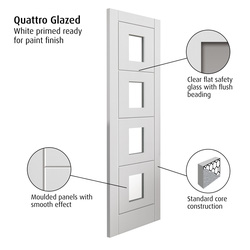 Quattro Glazed White Internal Door