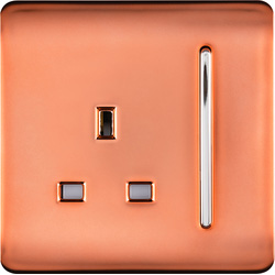 Trendiswitch Copper 1 Gang 13 Amp Switched Socket 1 Gang