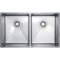 Unbranded Stainless Steel Double Bowl Kitchen Sink 750 x 440 x 190mm - 14340 - from Toolstation