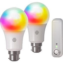 Hive Lighting Bundle 2 x Colour B22 Smart Bulbs & Motion Sensor - Hubless