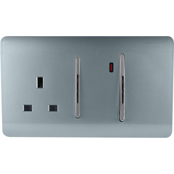 Trendiswitch Cool Grey 13 Amp Cooker Switch & Socket with Neon 2 Gang