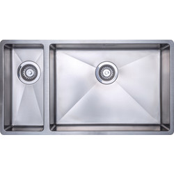 Unbranded Stainless Steel Large 1.5 Bowl Kitchen Sink Right Hand 800 x 440 x 190mm - 15279 - from Toolstation