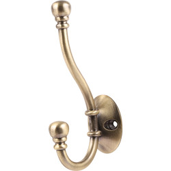 Ball End Hat & Coat Hook Antique Brass - 15339 - from Toolstation