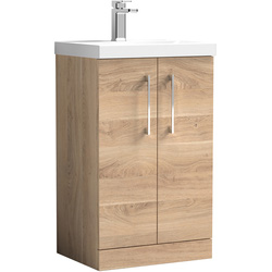 Nuie / nuie Arno Double Door Floor Standing Vanity Unit Bleached Oak 500mm With Slim Edge Basin