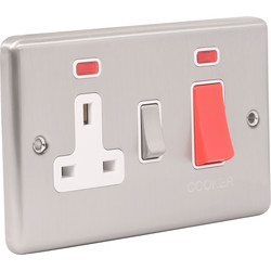 Wessex Brushed Stainless Steel 45A DP Switch Switched Socket + Neon