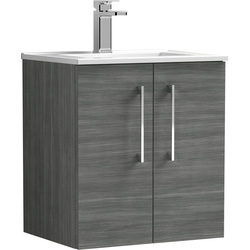 Nuie / nuie Arno Double Door Wall Hung Vanity Unit Anthracite 500mm With Minimalist Basin