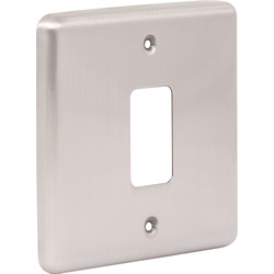 Wessex Brushed Stainless Steel Grid Front Plate 1 Gang