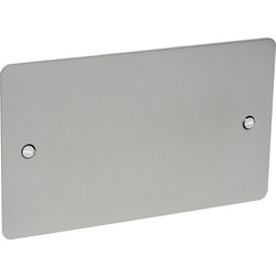Axiom Flat Plate Satin Chrome Blank Plate 2 Gang - 15756 - from Toolstation