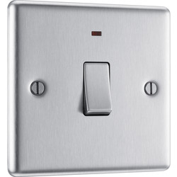 BG Brushed Steel 20A DP Switch 20A + Neon