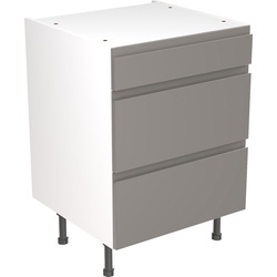 Kitchen Kit Flatpack J-Pull Kitchen Cabinet Base 3 Drawer Unit Ultra Matt Dust Grey 600mm