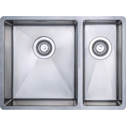 Unbranded Stainless Steel 1.5 Bowl Kitchen Sink Left Hand 590 x 440 x 190mm - 15935 - from Toolstation