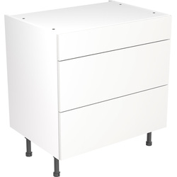 Kitchen Kit / Kitchen Kit Flatpack Slab Kitchen Cabinet Base 3 Drawer Unit Super Gloss White 800mm
