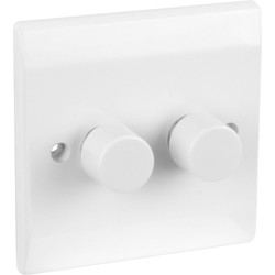 Axiom Low Profile Push White Dimmer Switch 2 Gang 2 Way 250W
