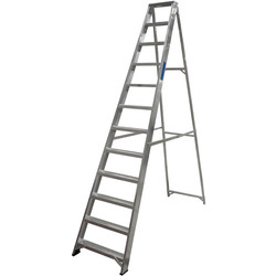 Lyte Industrial Swingback Aluminium Step Ladder 12 Tread, Closed Length 2.82m