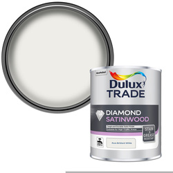 Dulux Trade Diamond Satinwood Paint Pure Brilliant White 1L