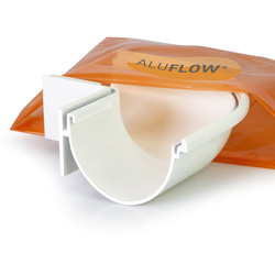 Aluflow / Aluflow Aluminium Half Round Deep Gutter 90° External Angle White 115mm