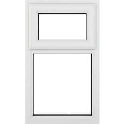 Crystal Casement uPVC Window Top Hung Opening Over Fixed Light 905mm x 965mm Clear Double Glazing White