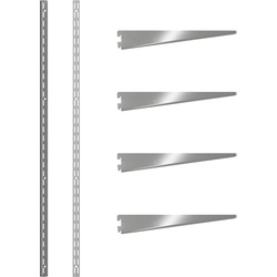 Rothley Krome Twin Slot Shelving Kit 1600mm Uprights (x2) & 270mm Brackets (x4)