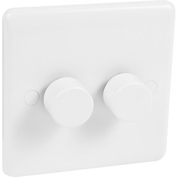 Wessex White LED Push Dimmer Switch 2 Gang 2 Way
