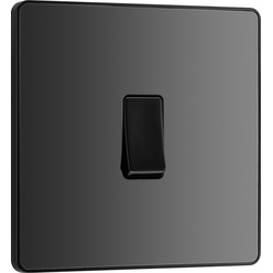 BG Evolve Black Chrome (Black Ins) Single Light Switch, 20A 16Ax, 2 Way 