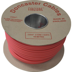 Doncaster Cables / Firesure 500 2.5mm x 2 Core Red Fire Cable + 50 DC34 Red P Clips 100m