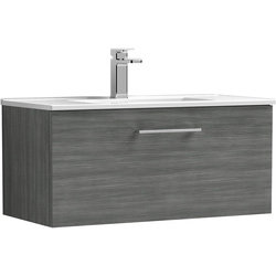 Nuie / nuie Arno Single Drawer Wall Hung Vanity Unit Anthracite 800mm With Minimalist Basin