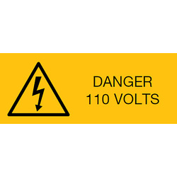 Danger 110V Warning Labels Rigid 50 x 20mm
