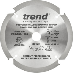 Trend PCD Blade for Cement Fibre Board 165mm