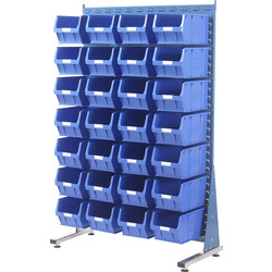 Barton Steel Louvre Panel Starter Stand with Blue Bins 1600 x 1000 x 500mm with 28 TC5 Blue Bins