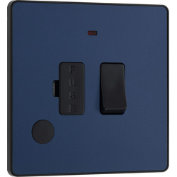 BG Evolve Matt Blue (Black Ins) Switched 13A Fused Connection Unit With Power Led Indicator, And Flex Outlet 