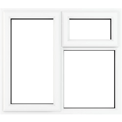 Crystal Casement uPVC Window Left Hand Opening Next To a Top Opener 905mm x 965mm Clear Double Glazing White
