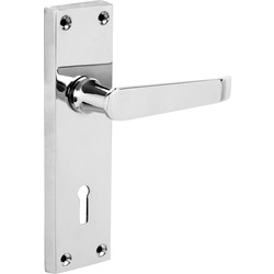 Victorian Straight Door Handles Lock Polished